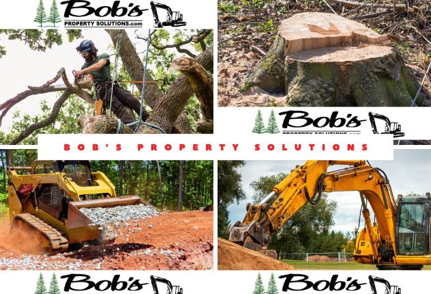 bob's property solutions collage of bob providing tree services